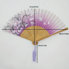 Chinese Flower Pattern Bamboo Folding Fan