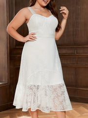 Solid Lace Midi Cami Dress