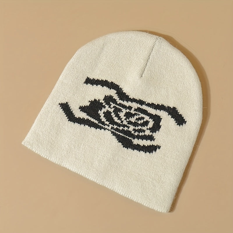Y2K Flower Beanie Knitted Hat Street Style Warm Cap