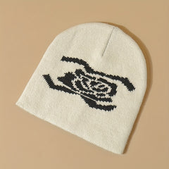 Y2K Flower Beanie Knitted Hat Street Style Warm Cap