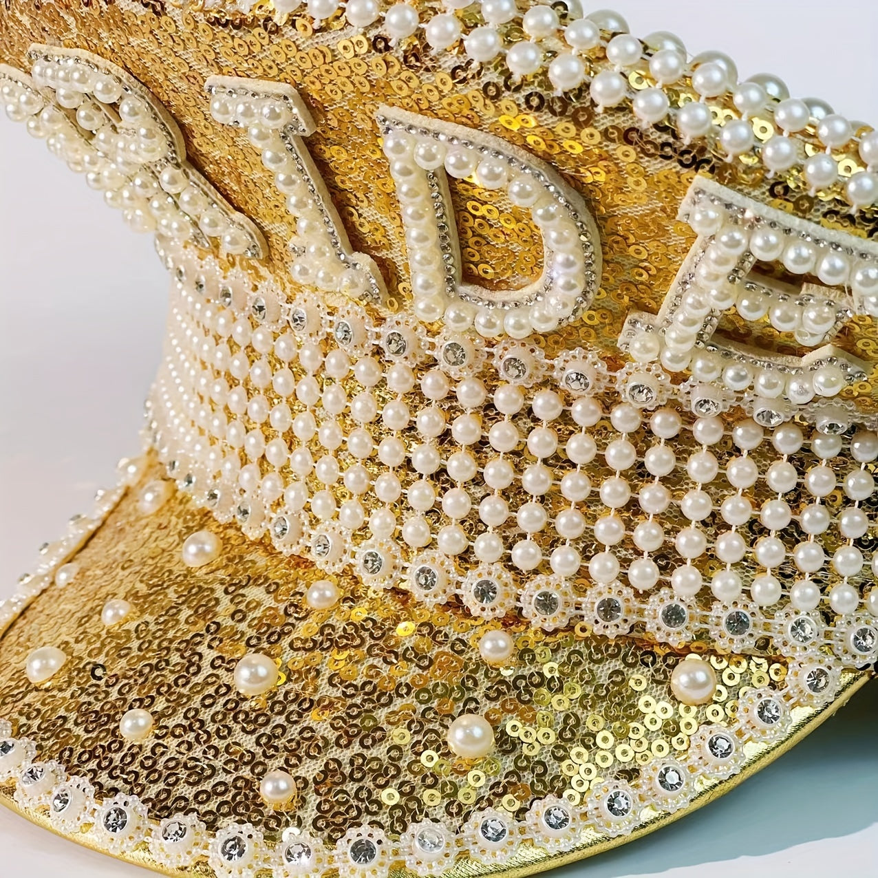Bride Hat Faux Pearl Sequin Decor for Bachelorette Parties