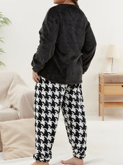 Bear Patterned Flannel Pajama Set for Women