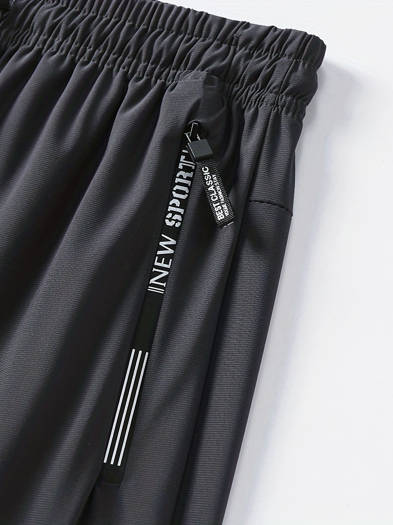 Men's Casual Solid Stretch Drawstring Sweat Pants with Zipper