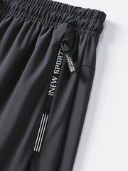 Men's Casual Solid Stretch Drawstring Sweat Pants with Zipper