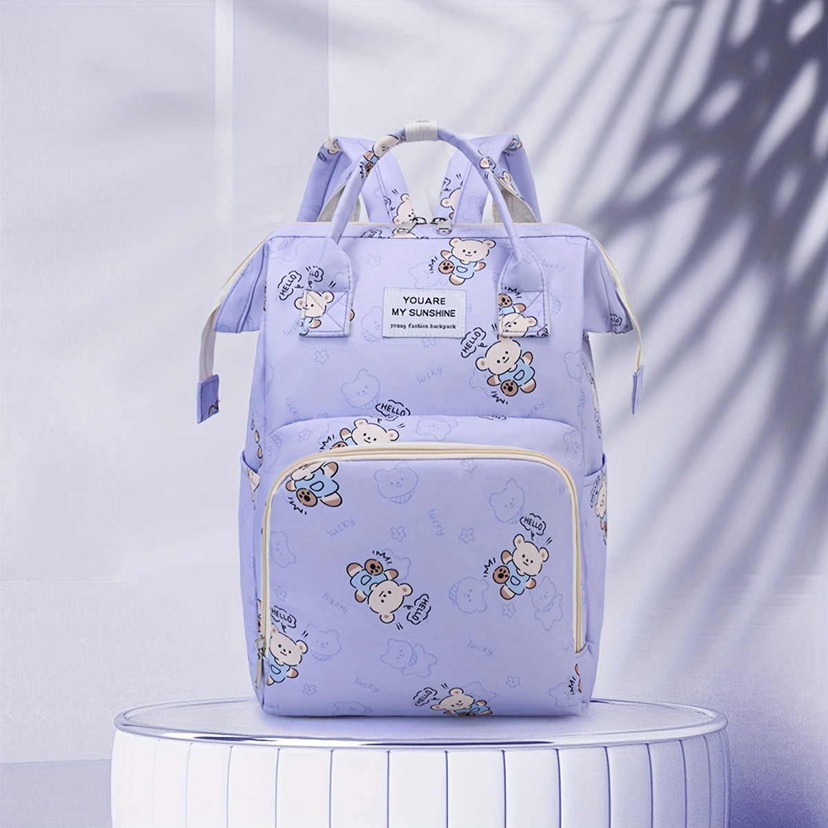 Large Diaper Backpack with Insulated Pocket Pink