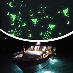 Glow in Dark Fairy Decals Butterfly Moon Star Wall Stickers for Kids' Room