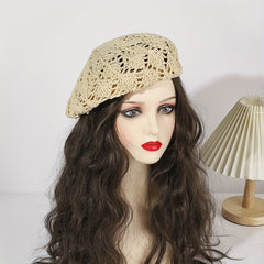 Vintage Crochet Hollow Out Beret Octagonal Hat