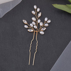 Bridal Hairpin Faux Pearl Crystal U shape Hair Pin Wedding
