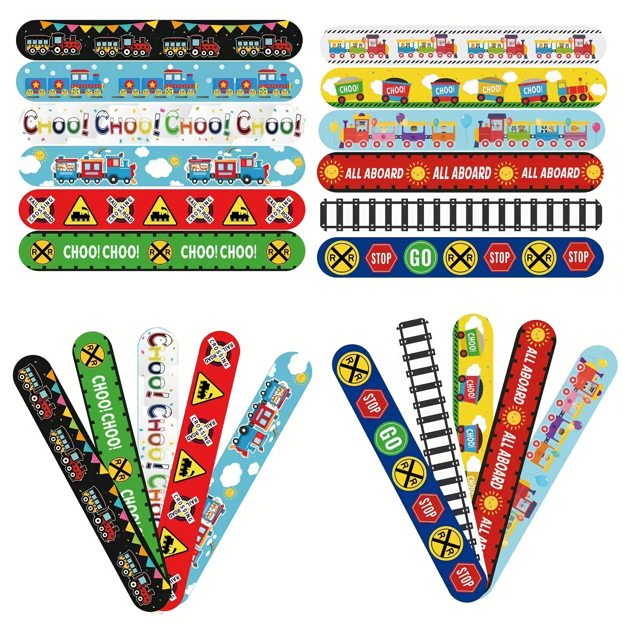 12pcs Train Themed Party Favors PVC Stickers Colorful Railroad Designs