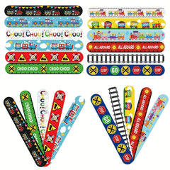 12pcs Train Themed Party Favors PVC Stickers Colorful Railroad Designs