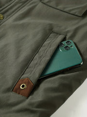 Men's Fleece Windbreaker Jacket Casual Lapel Coat