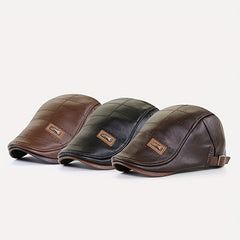 Men's Vintage Beret PU Leather Adjustable Hat