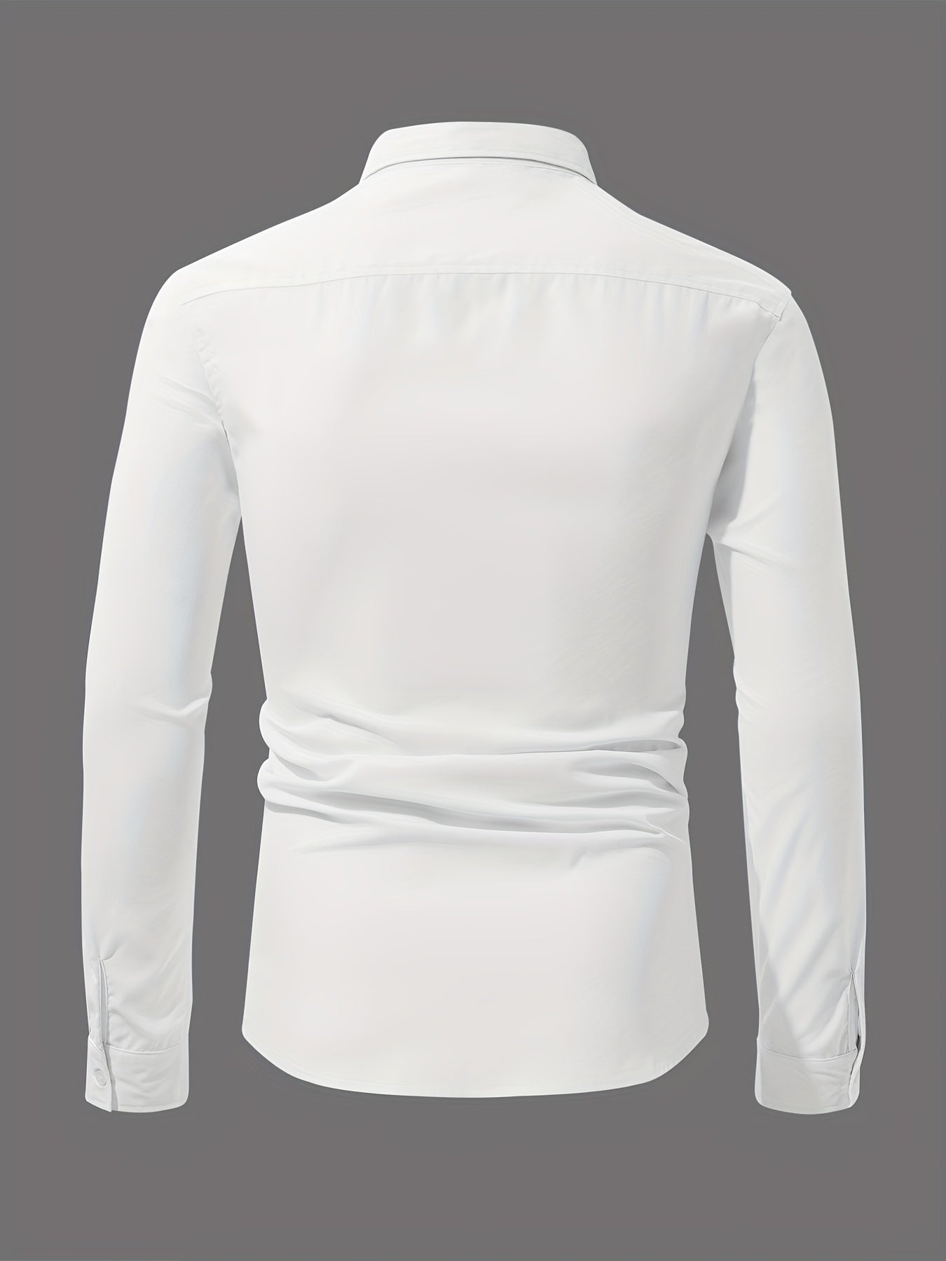 Men's Classic Solid Shirt Casual Lapel Button Up Long Sleeve Shirt