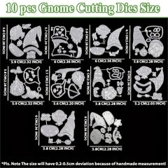 10pcs Christmas Gnome Die Cuts Santa Claus Metal Cutting Dies for Card Making
