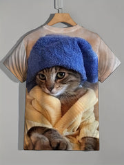 Men's Cat Graphic T-Shirt Active Stretch Breathable Tee