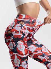 Women's Santa Claus Print Yoga Leggings Stretchy Activewear