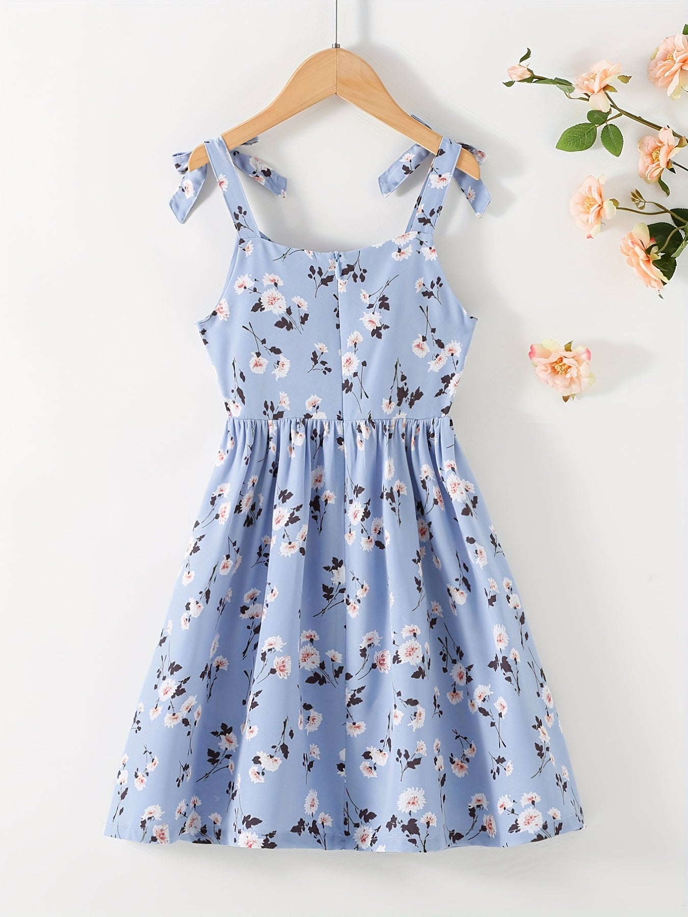 Toddler Girls Cami Floral Dress Pleated Hem Casual Clothes