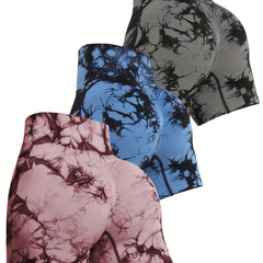Tie Dye Skinny Shorts High Waist Sporty Summer Women's Clothing