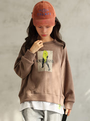 95% Cotton Girls Comfy Letter Print Long Sleeve Sweatshirt