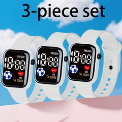 3pcs Football Themed Digital Watches Set