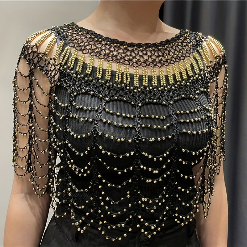 1920s Vintage Beaded Tassel Fishtail Wrap