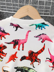 Dinosaur Full Print Boys Sweatshirt Long Sleeve Crew Neck Tops