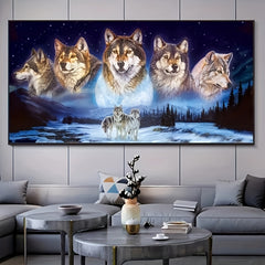 Large Wolves Diamond Painting Kit, Full Embroidery Cross Stitch