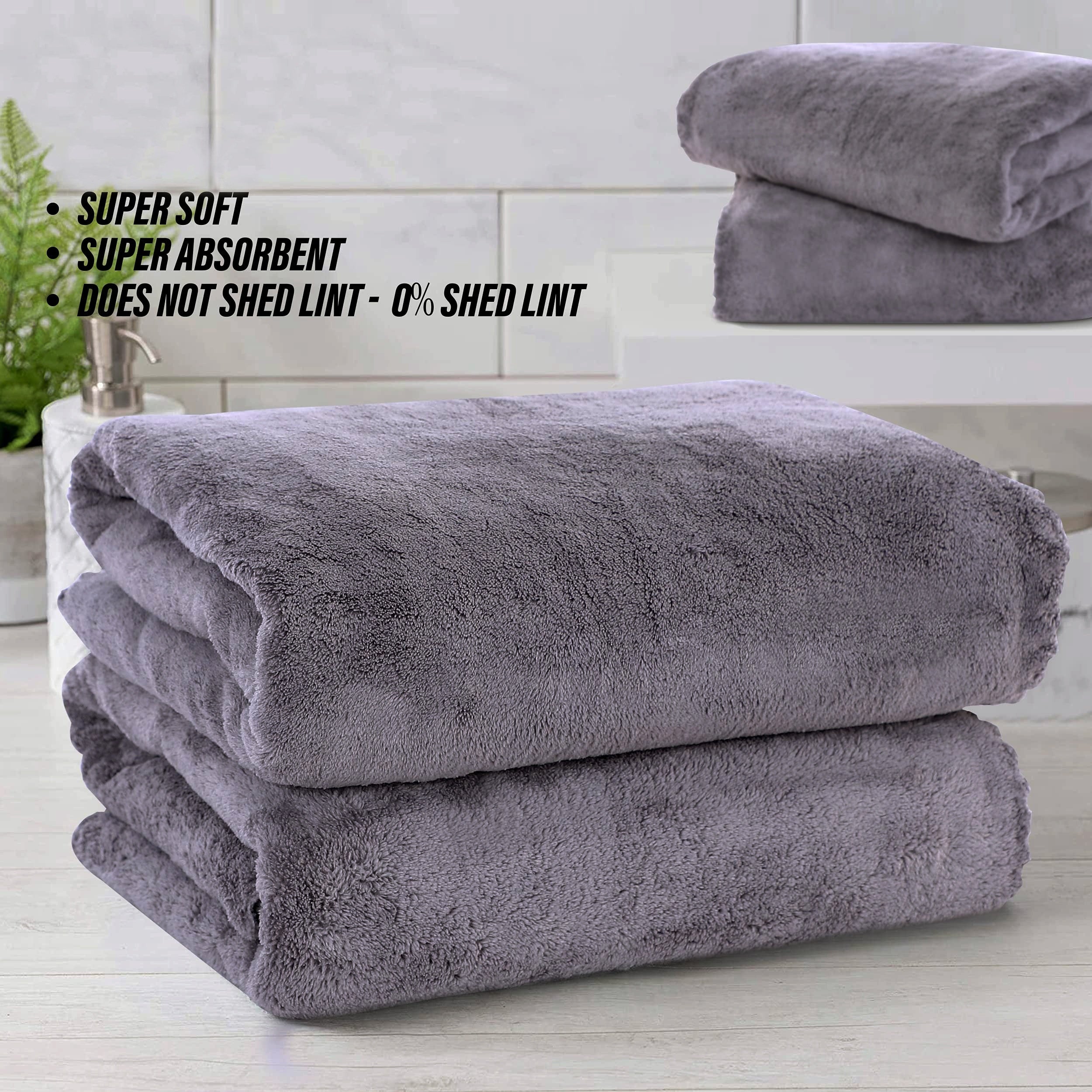 2pcs Bath Towel Set Coral Velvet Highly Absorbent Towels Solid Bath Sheet