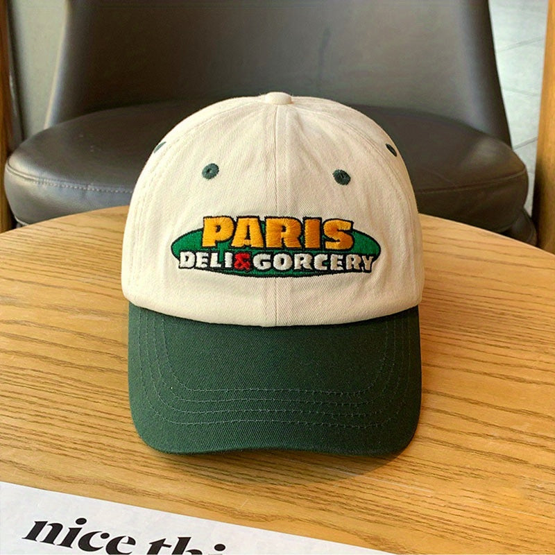 Unisex Retro Campus Style Baseball Cap with Letter Embroidery