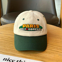 Unisex Retro Campus Style Baseball Cap with Letter Embroidery