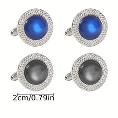 Men's Round Crystal Cufflinks Inlaid with Artificial Diamonds