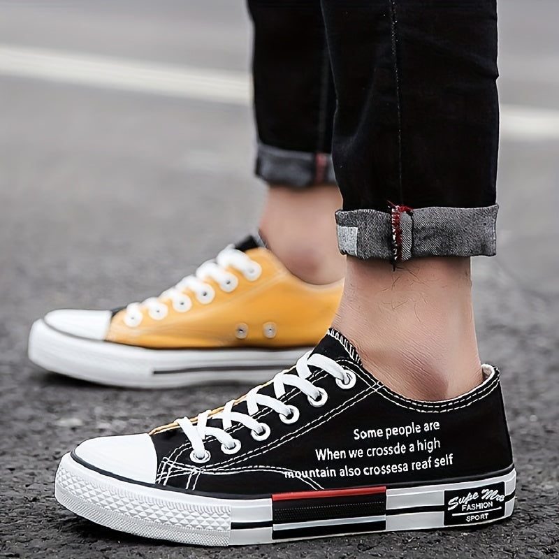 Women's Letter Pattern Canvas Skate Shoes Low Top Round Toe Casual Sporty Shoes