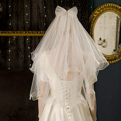 Short 2 Tiers Bridal Wedding Veil with Comb Head Accessories