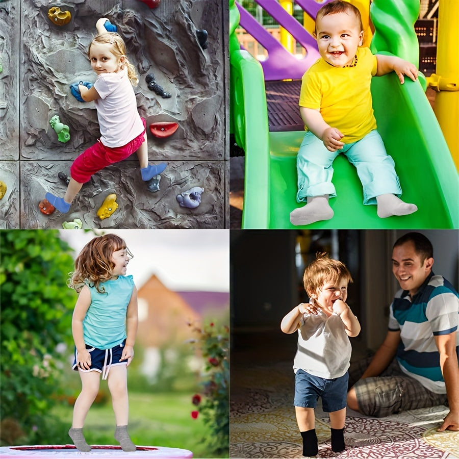 12 Pairs Boys Kids Socks With Grips Breathable Comfy Toddlers Children