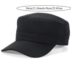 Men's Cotton Flat Top Hat Autumn Winter Casual Military Cap