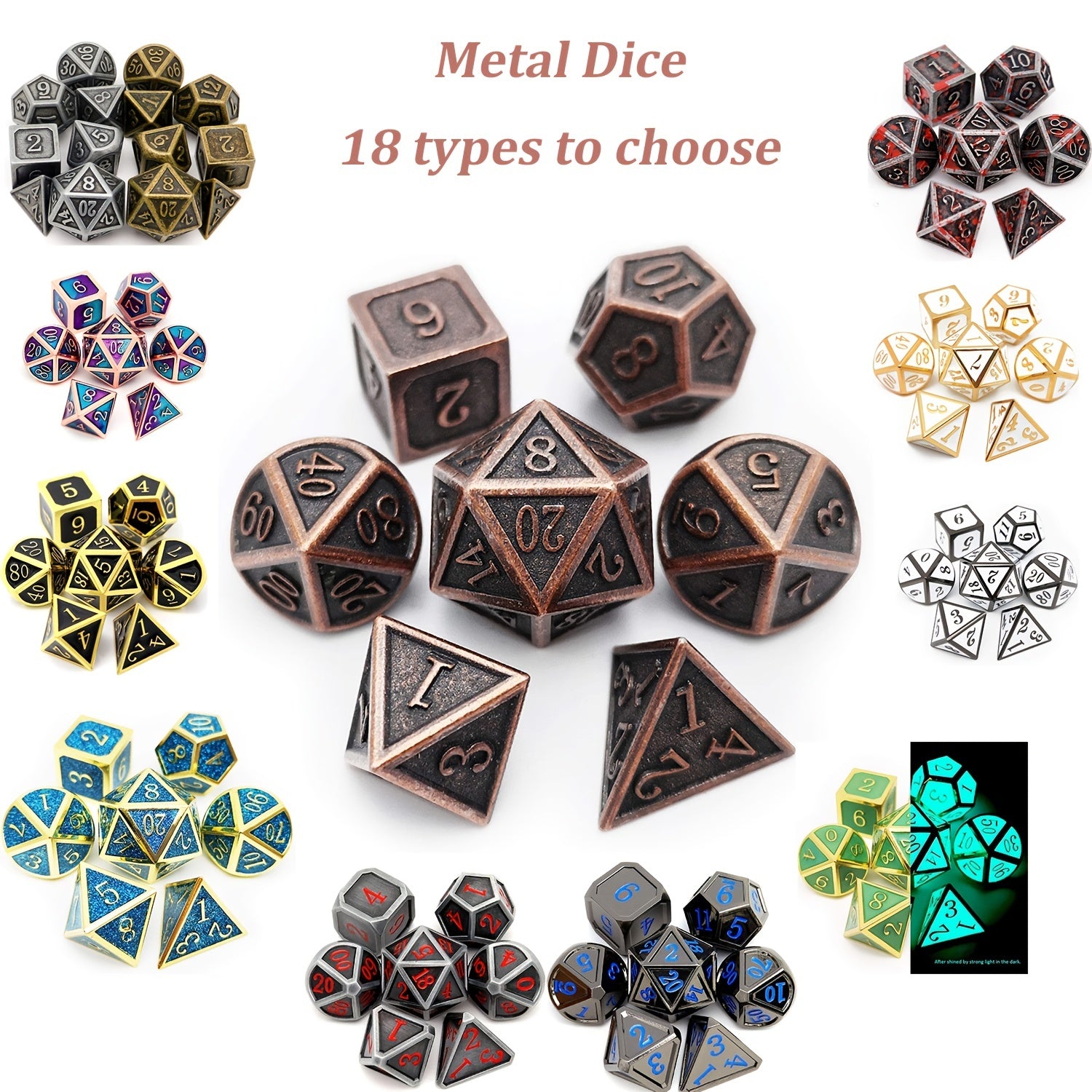 7pcs Metal Polyhedral Dices Set for Board Games