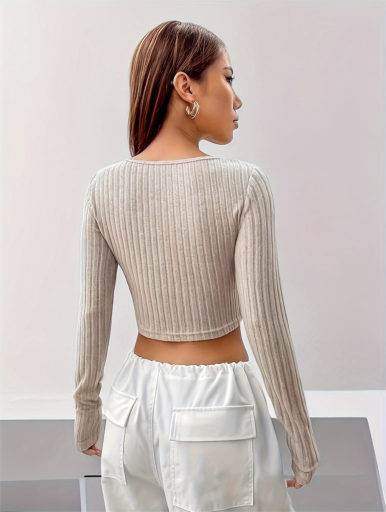 Casual V Neck Long Sleeve Top Women's Loungewear