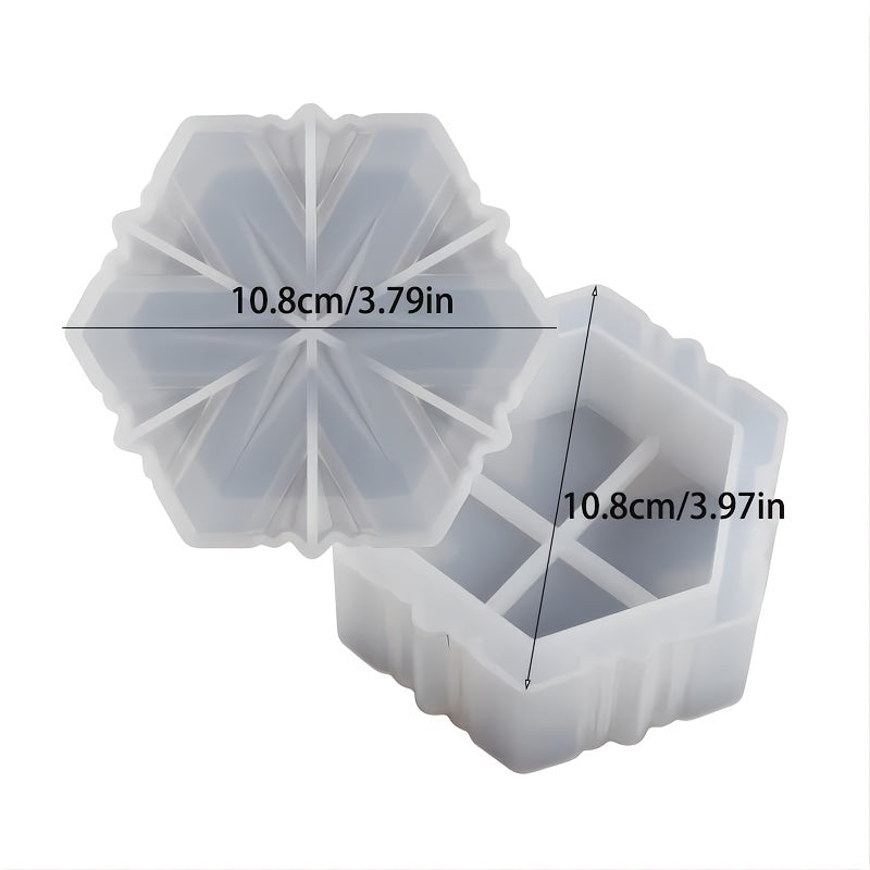 Snowflake Box Resin Mold with Lid Jewelry Jar Silicone Mold DIY Candy