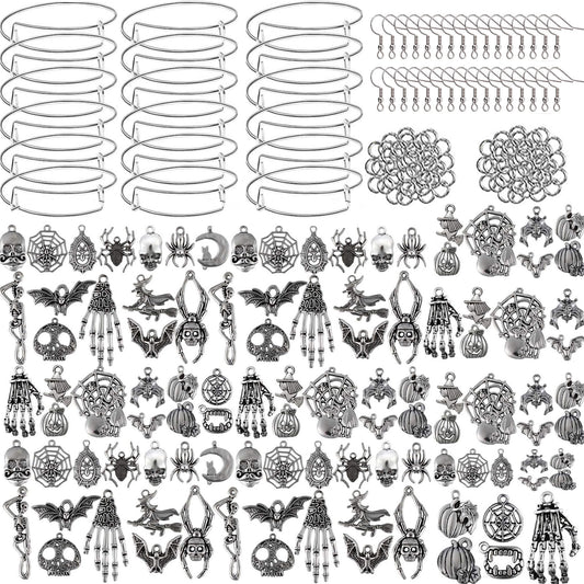 110pcs Halloween Charms Pendant DIY Set With Adjustable Bracelet