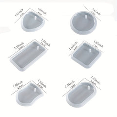 6pcs Silicone Resin Pendant Molds Heart Round Oval Square Rectangular Mold