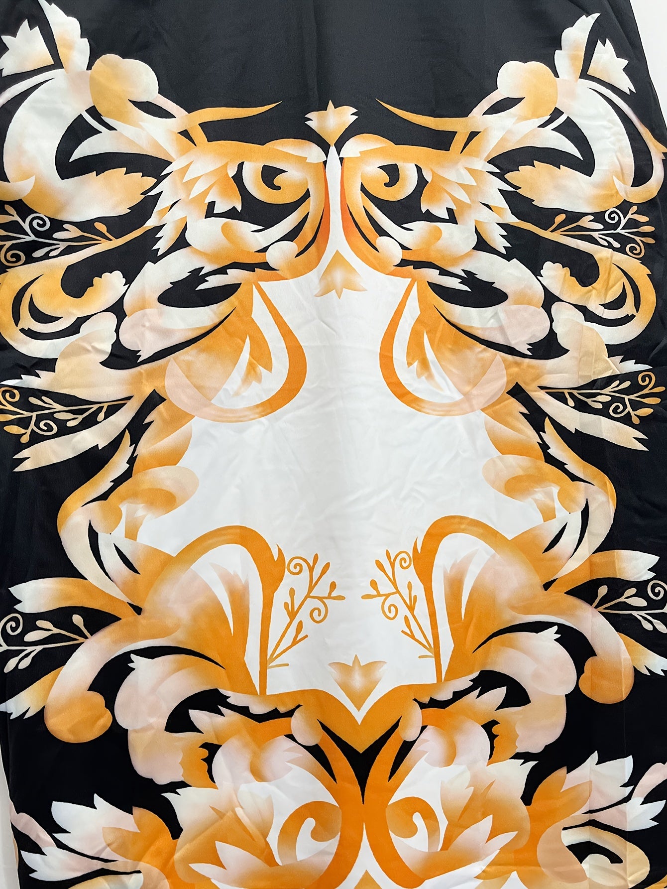 Geo & Baroque Print Batwing Sleeve V Neck Maxi Dress