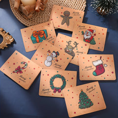 9pcs Christmas Greeting Cards Cartoon Blessing Messages