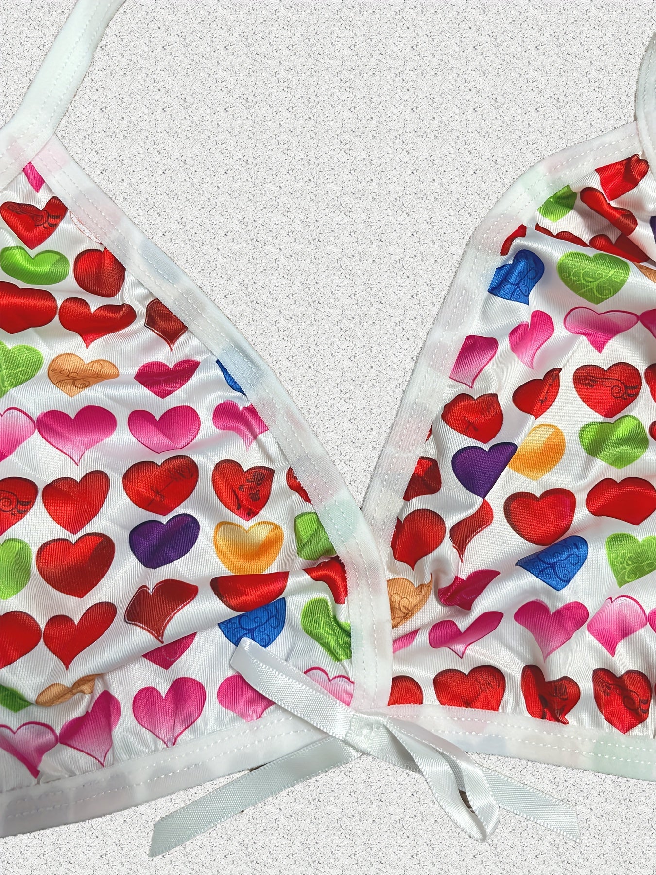 Heart Print Halter Bra & Panty Set