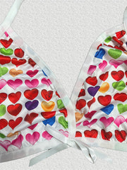 Heart Print Halter Bra & Panty Set