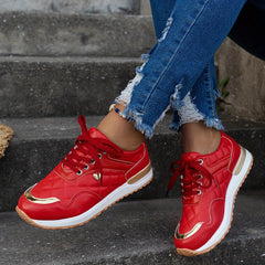 Women's Quilted Pattern Sneakers Lace Up Low Round Toe Lightweight Shoes