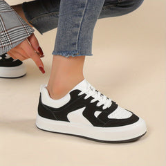 Colorblock Platform Skate Shoes Comfortable Lace Up Sneakers