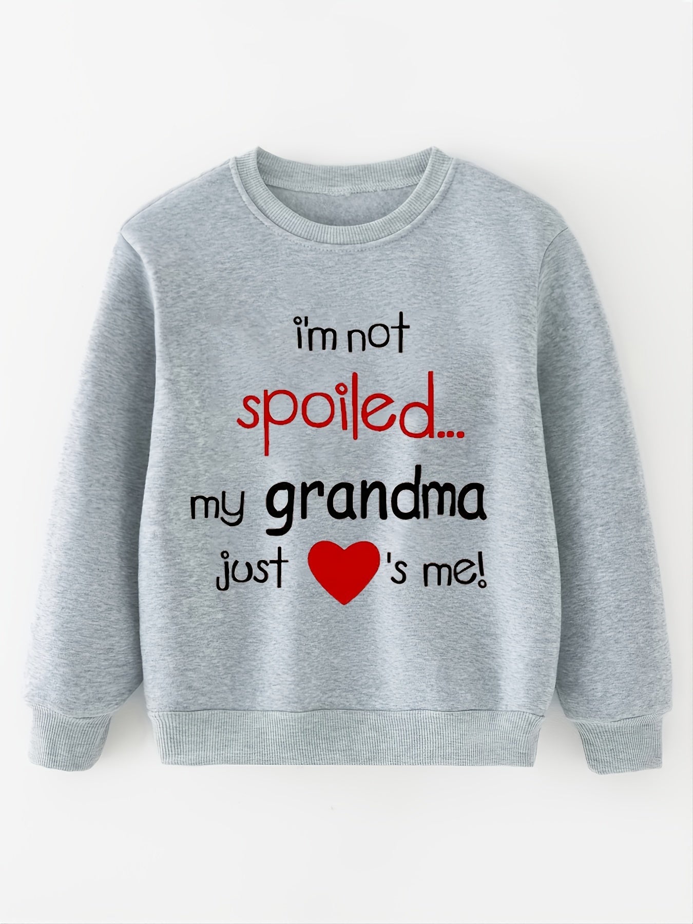 Grandma Loves Me Graphic Print Crew Neck Sweatshirt for Toddler Girls