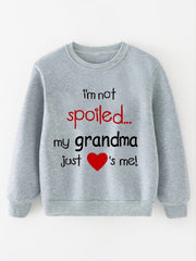 Grandma Loves Me Graphic Print Crew Neck Sweatshirt for Toddler Girls
