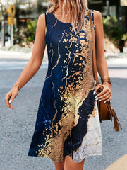 Marble Print Sleeveless Tank Dress for Women