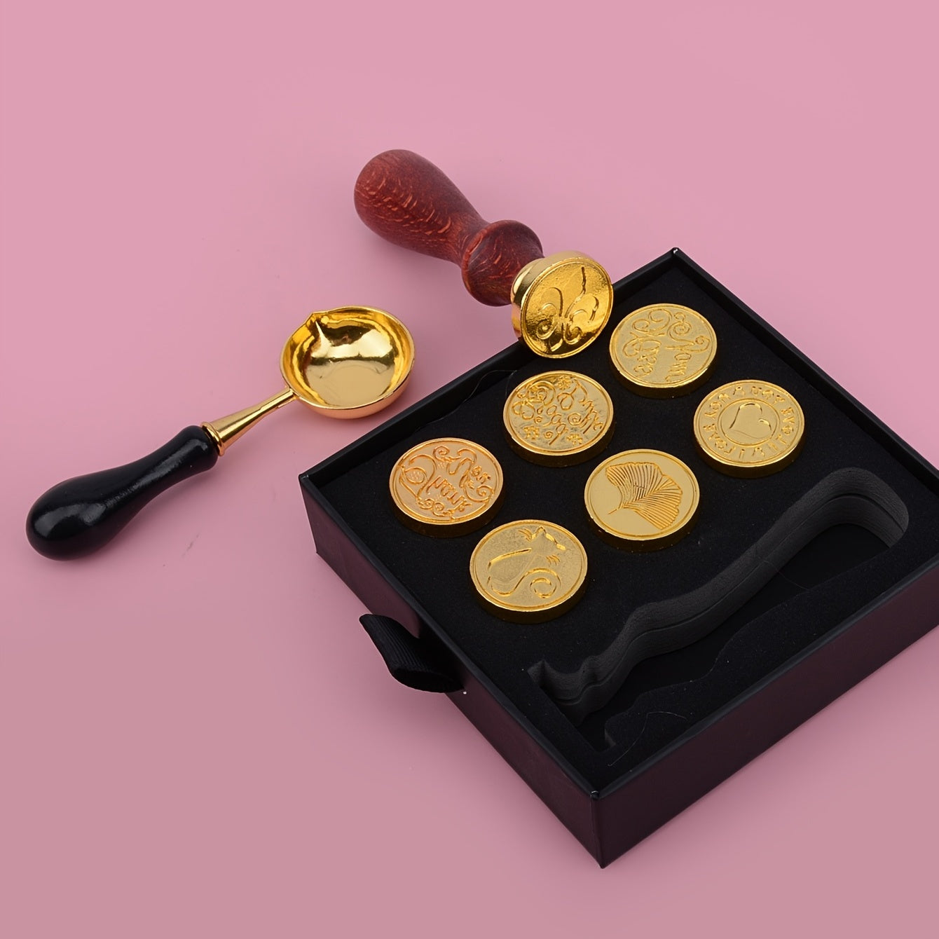 Wax Seal Stamp Set - 1 Stamp, 6 Heads, Stove, Spoon